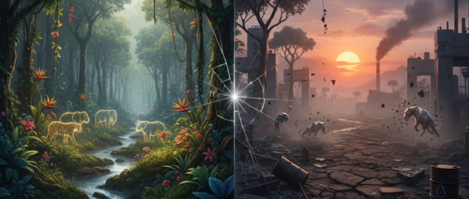 Imagem ilustrativa sobre Current global development scenarios appear to fall short in halting biodiversity loss