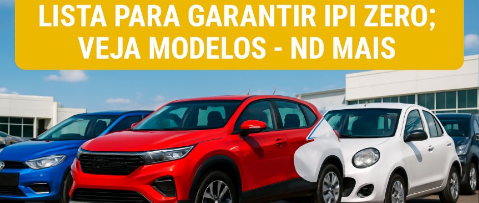 Imagem ilustrativa sobre Cinco carros são incluídos em lista para garantir IPI zero; veja modelos - ND Mais